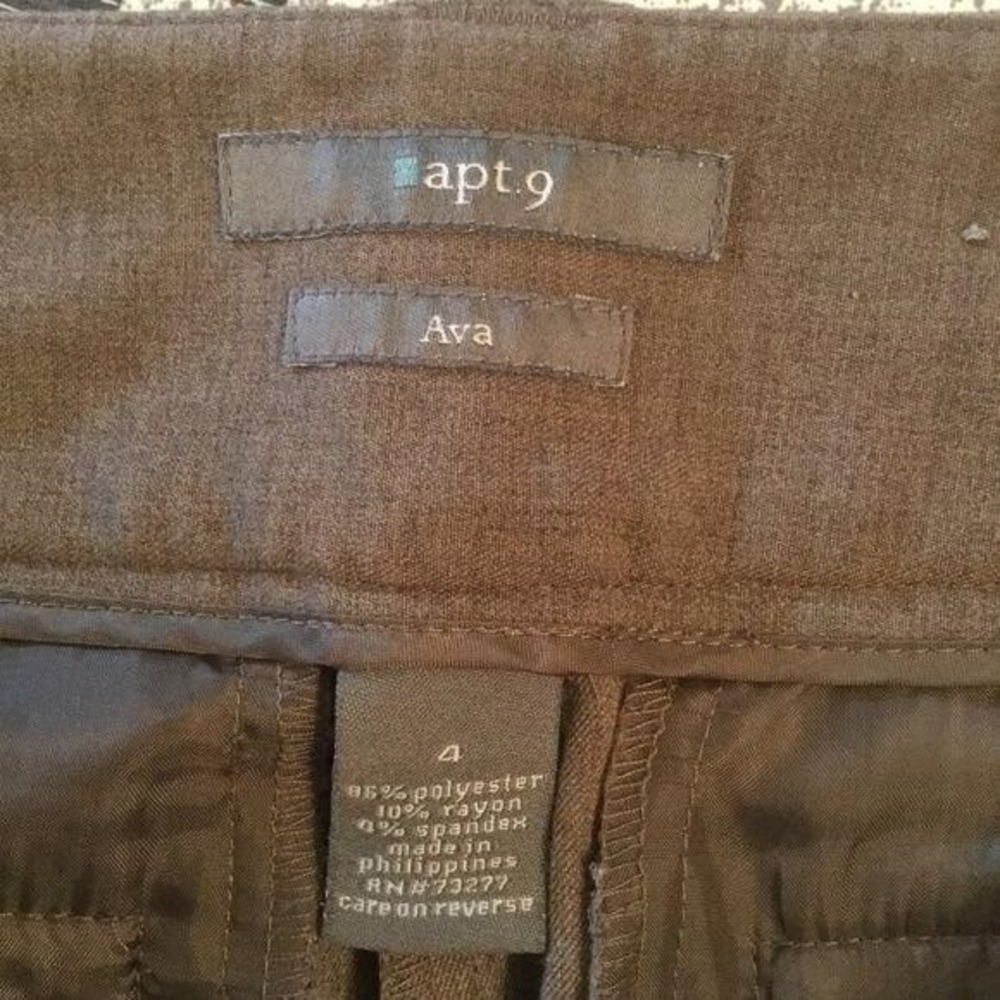 Apt. 9 Size 4 Ava Brown Flip Back Pockets Flat Front Dress Pants - Picture 2 of 3